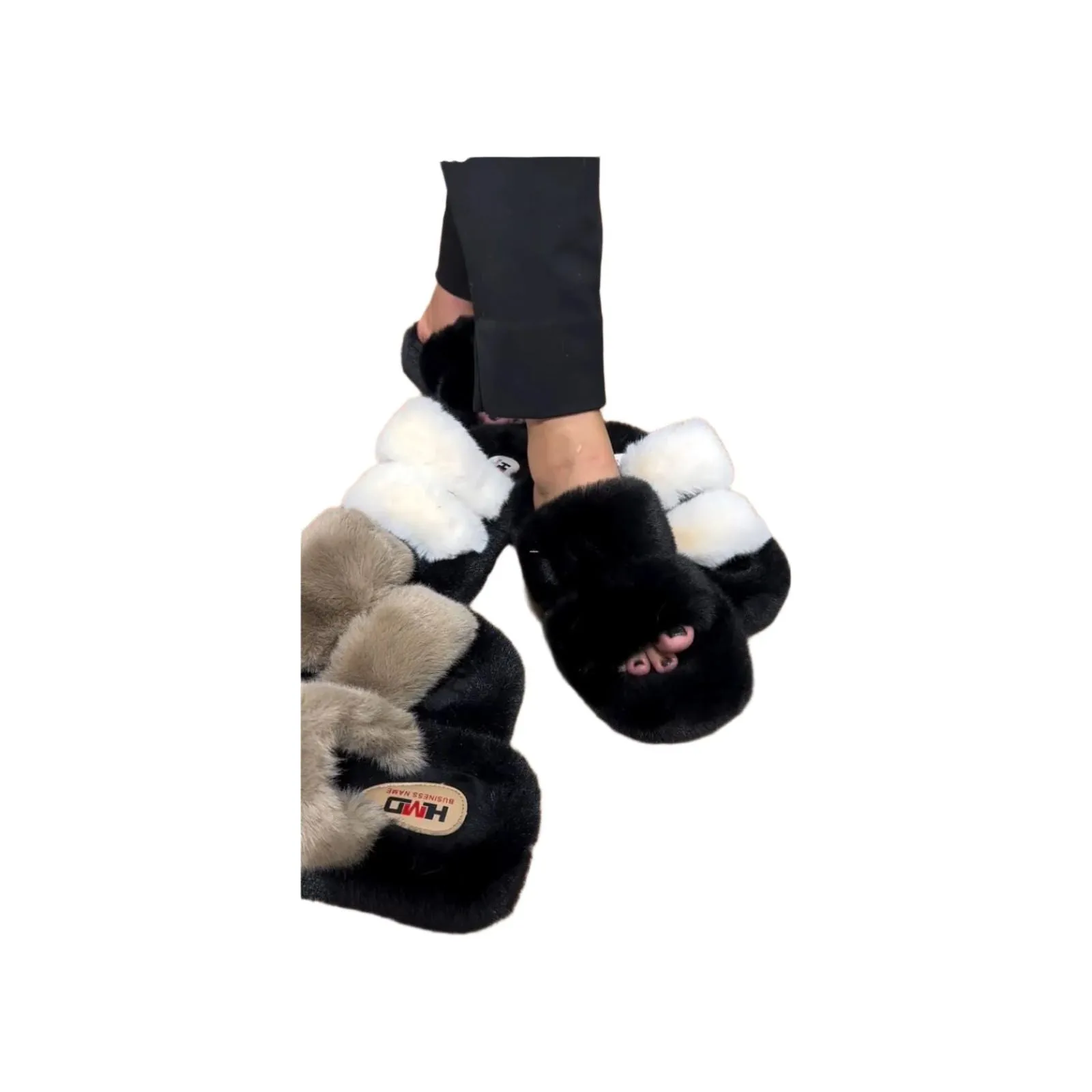 2 Tones Color Minimalist Fluffy Slippers