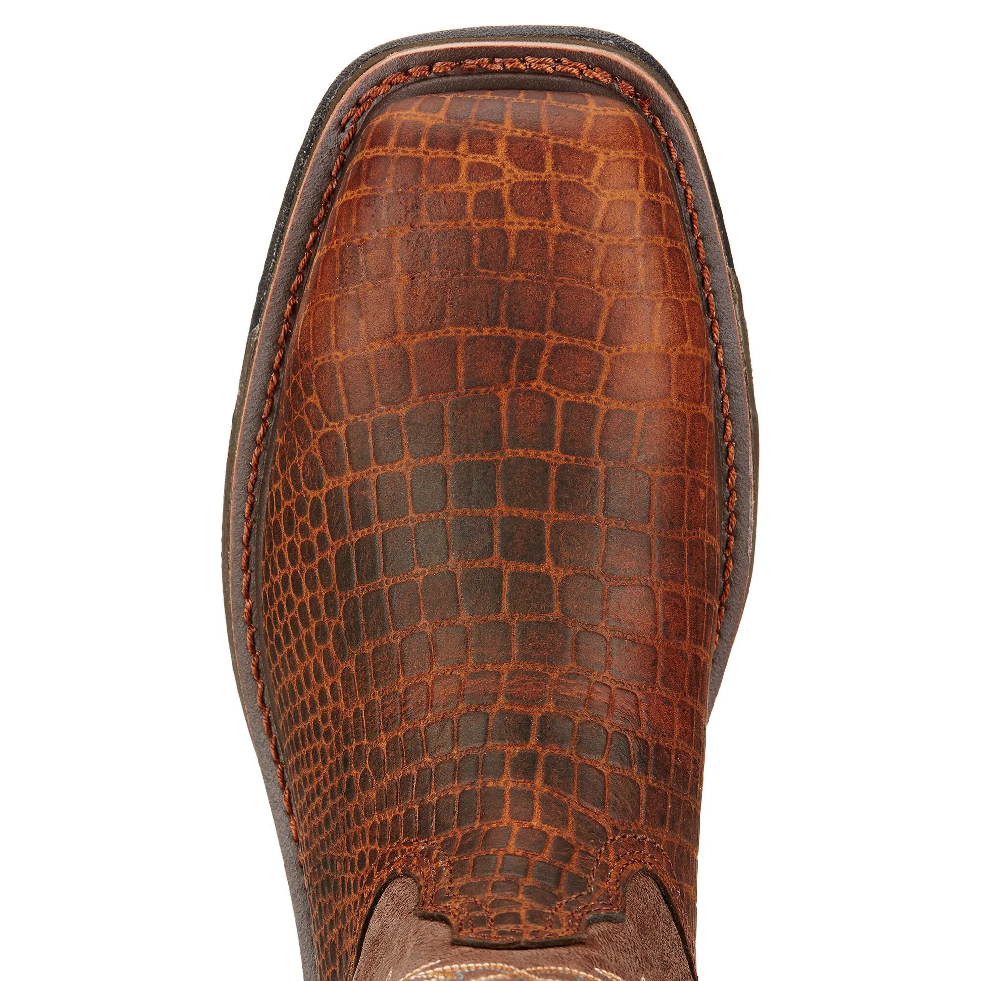 Ariat Mens Workhog Wide Square Toe Composite Toe Work Boot Brown Croco Print