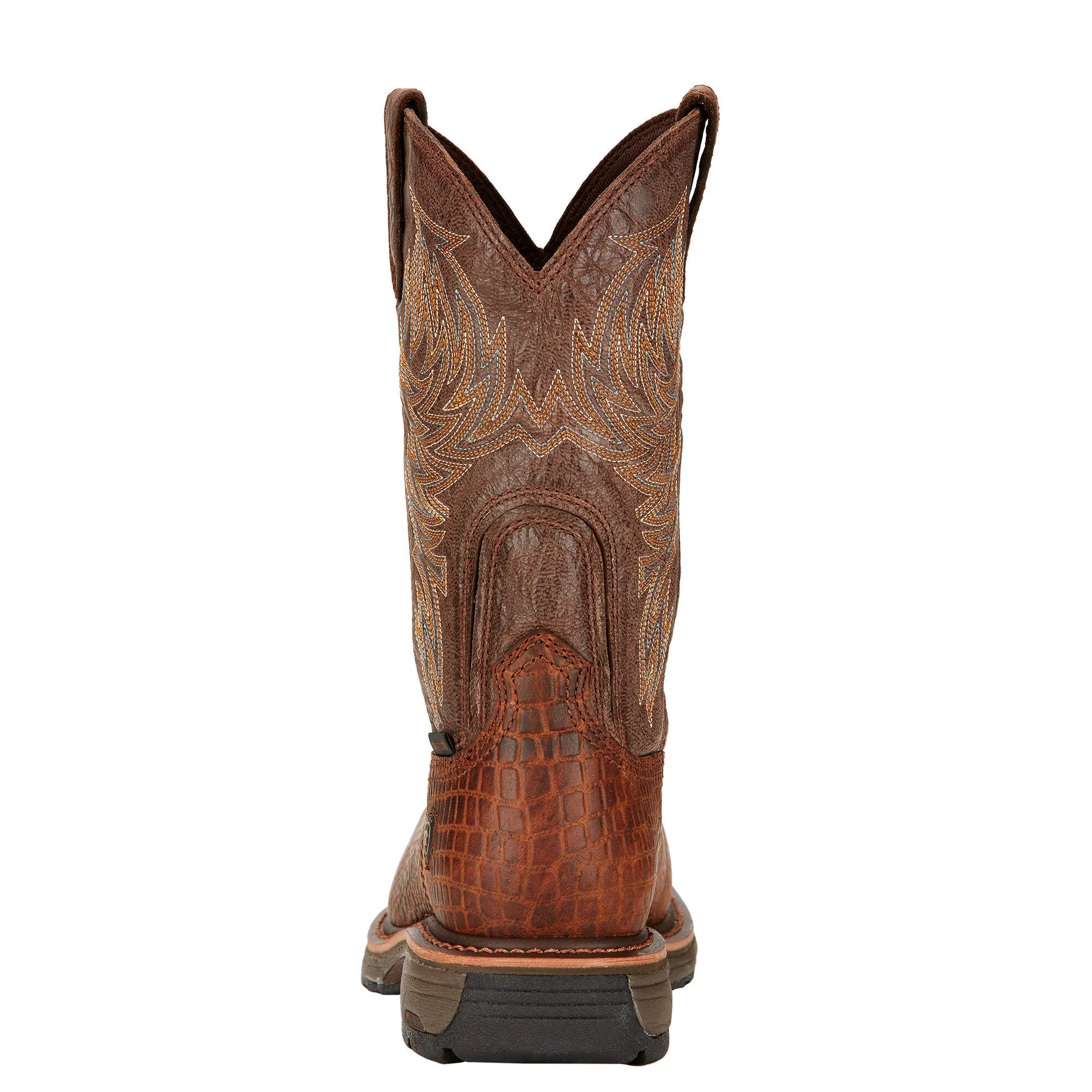 Ariat Mens Workhog Wide Square Toe Composite Toe Work Boot Brown Croco Print