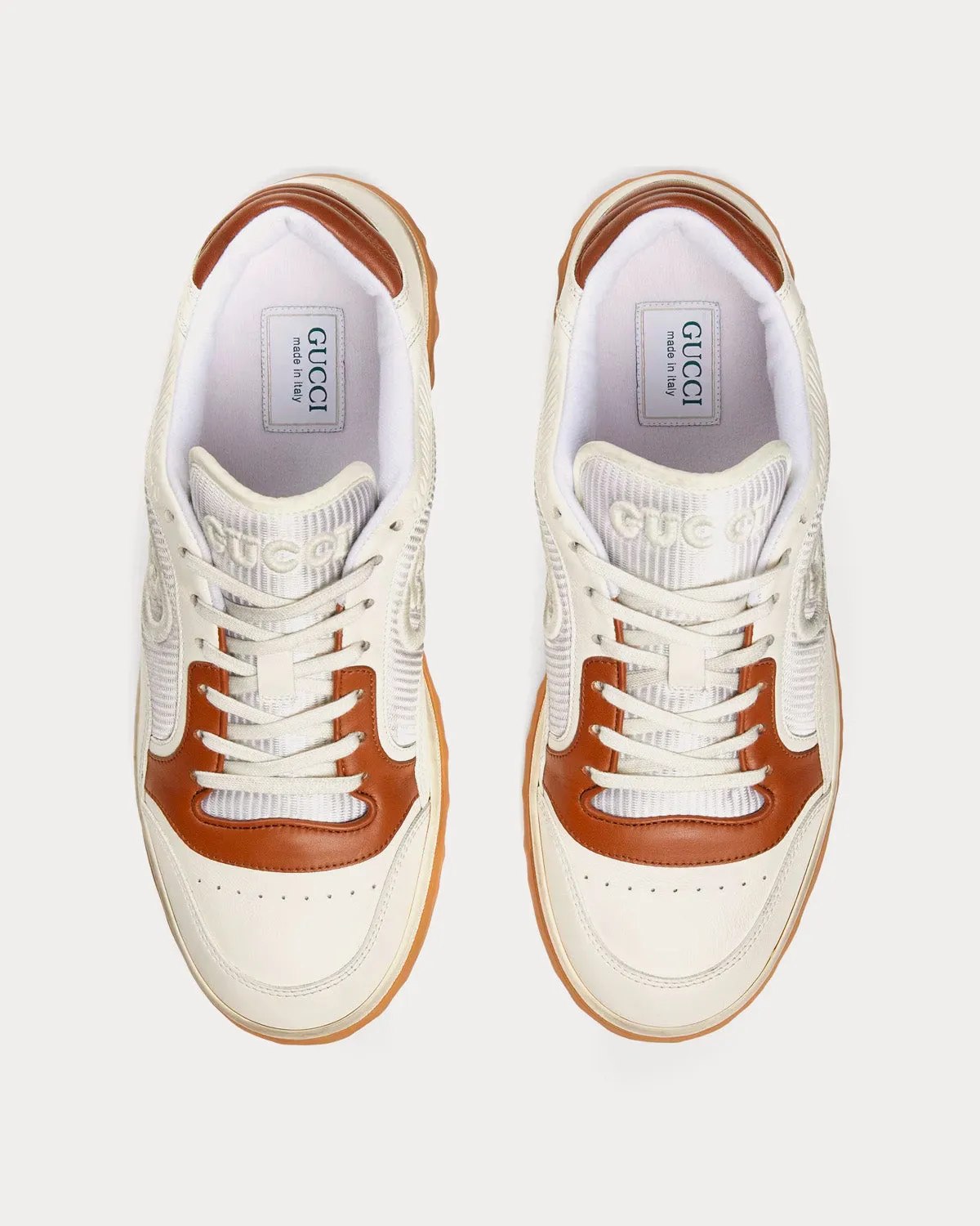 MAC80 Leather Off White / Brown Low Top Sneakers
