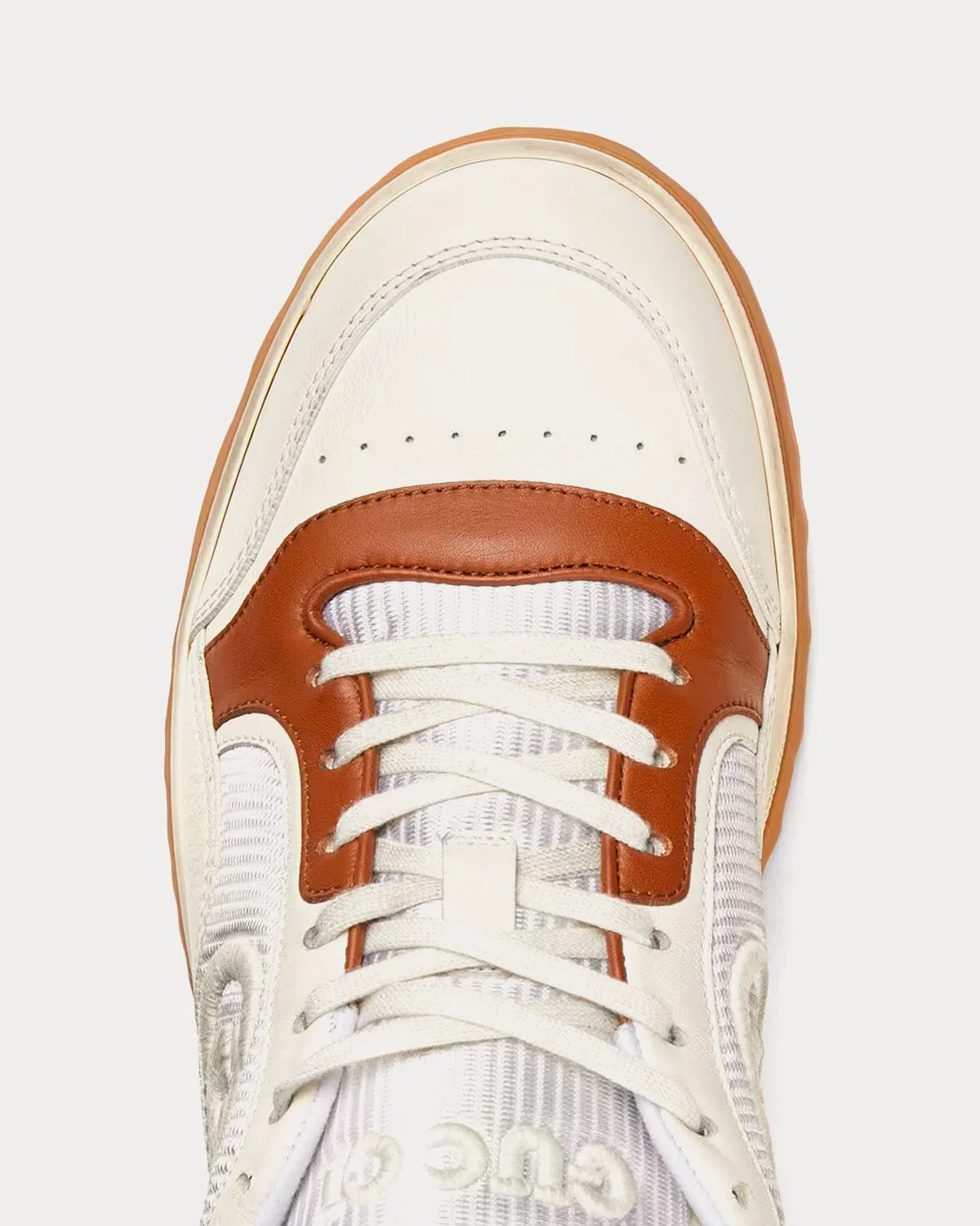 MAC80 Leather Off White / Brown Low Top Sneakers