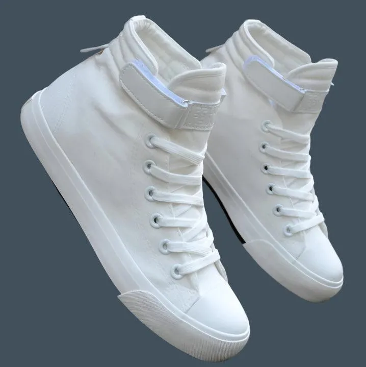 Men's High-Top White Breathable, Lightweight & Non-Slip Canvas Sneakers Shoes