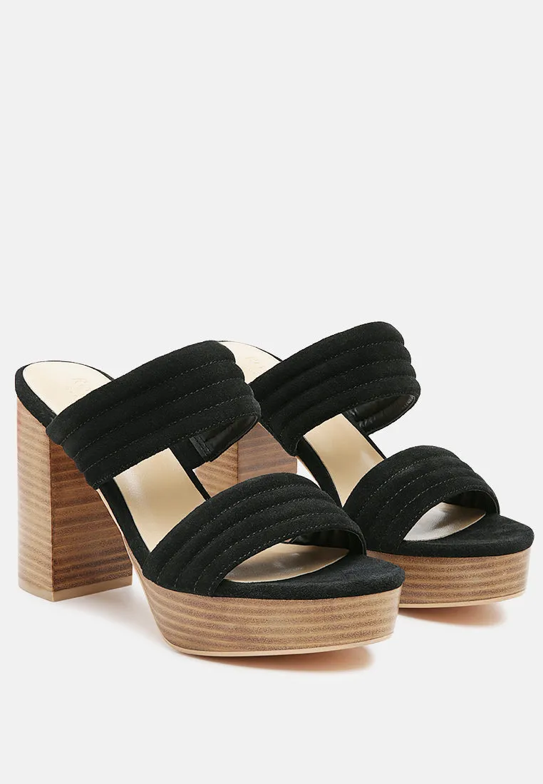 Mille-Feux Suede Slip-On Block Heeled Sandal