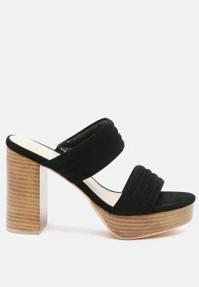 Mille-Feux Suede Slip-On Block Heeled Sandal