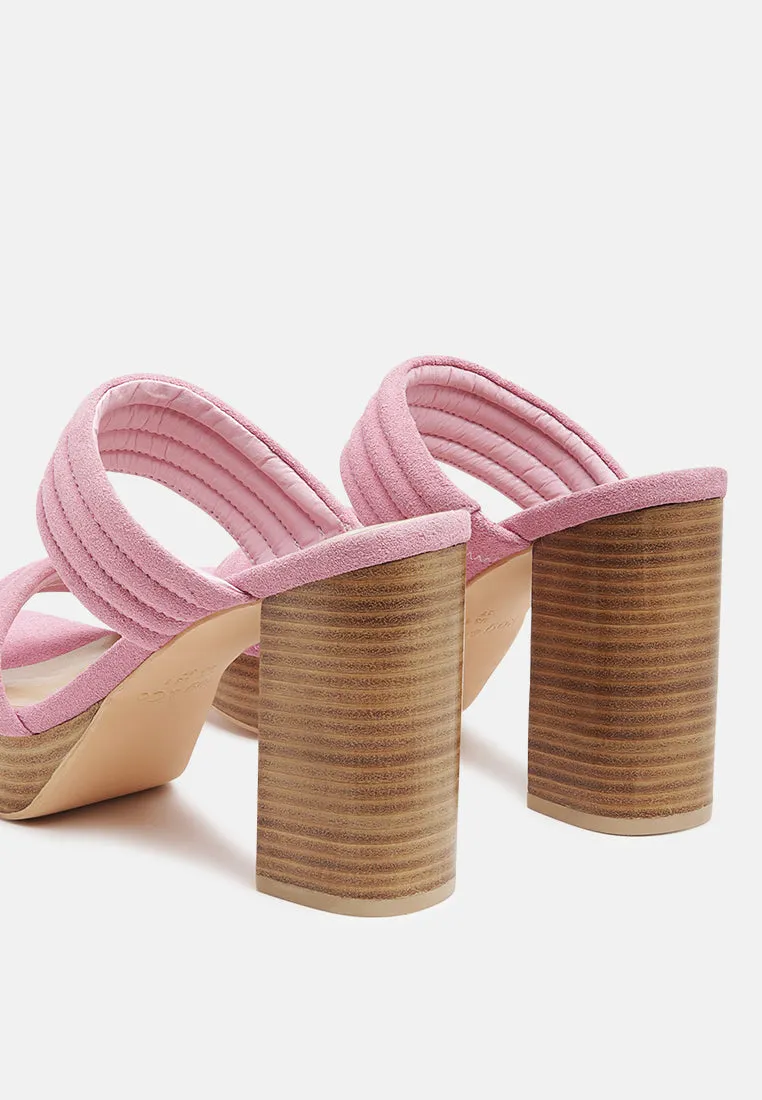 Mille-Feux Suede Slip-On Block Heeled Sandal