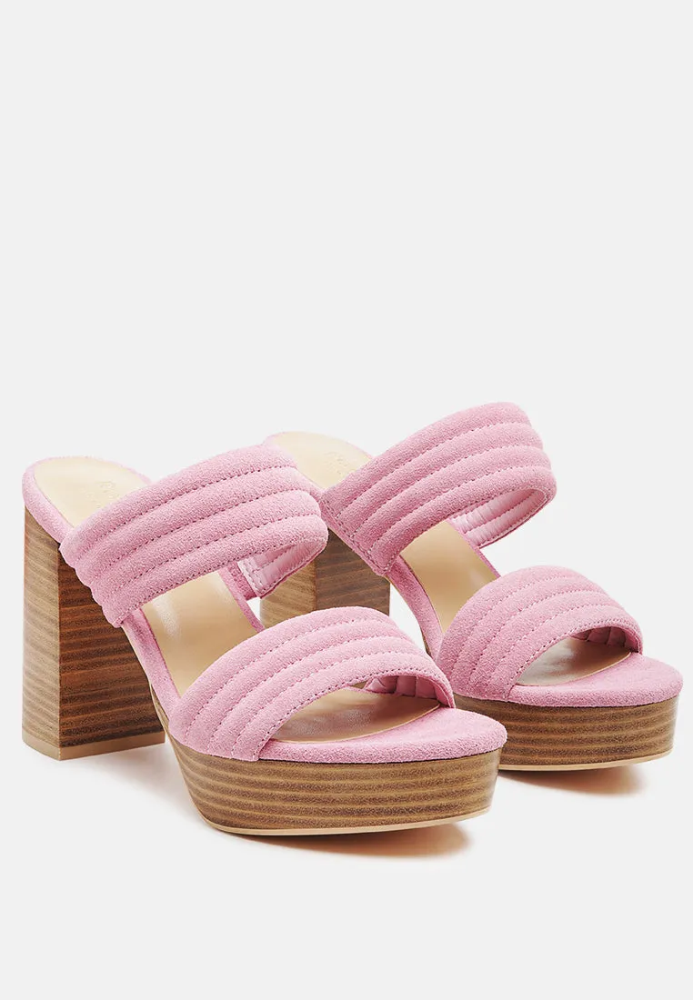Mille-Feux Suede Slip-On Block Heeled Sandal