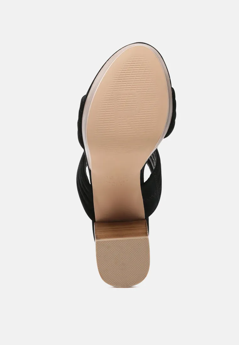 Mille-Feux Suede Slip-On Block Heeled Sandal