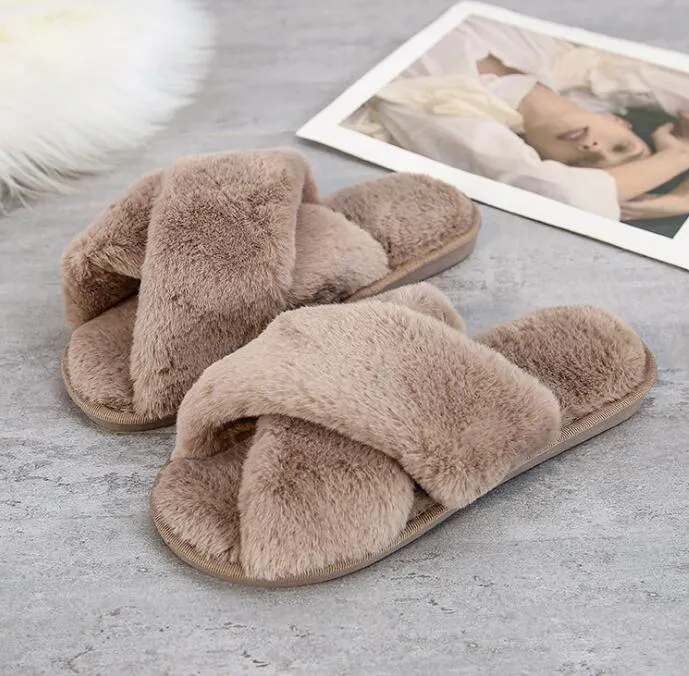 Winter Plush Soft Cross Slippers