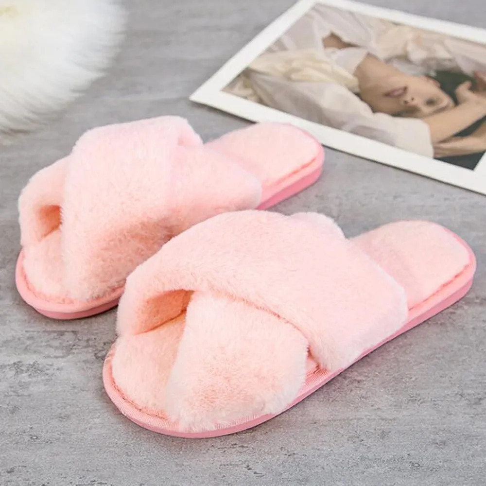 Winter Plush Soft Cross Slippers